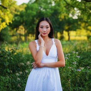 White flowy halter maxi dress